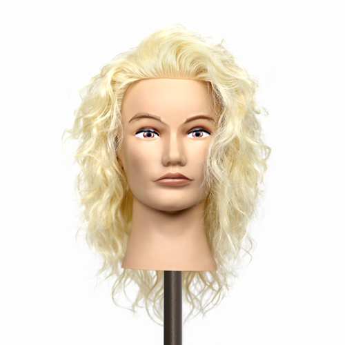 Blonde curly mannequin head