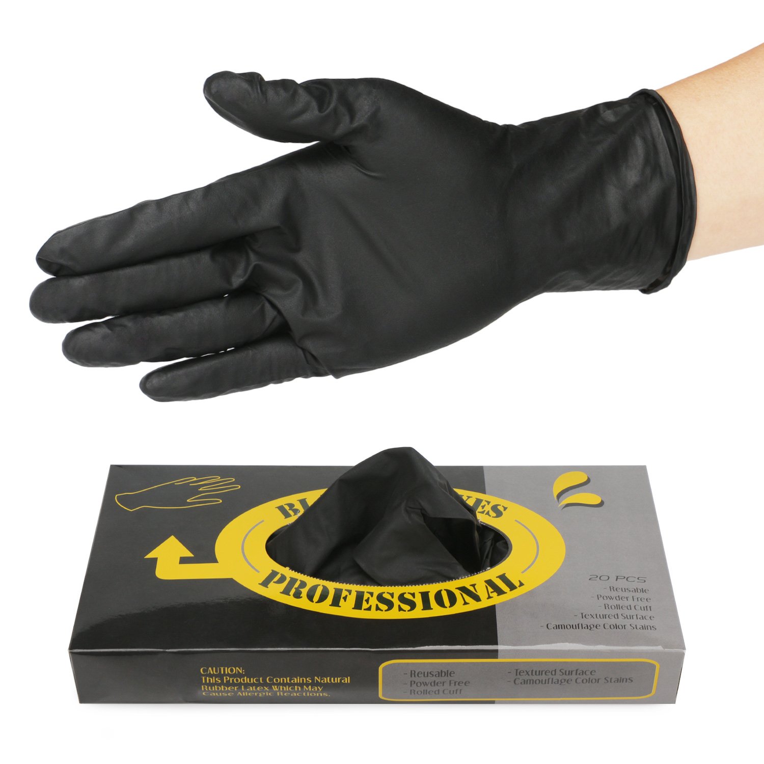 Black latex gloves reusable (Med) - Gainfort Hair & Beauty